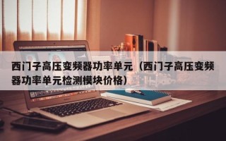 西門子高壓變頻器功率單元（西門子高壓變頻器功率單元檢測模塊價格）