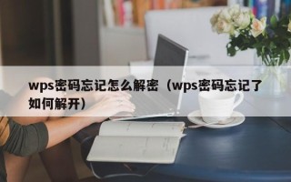 wps密碼忘記怎么解密（wps密碼忘記了如何解開）